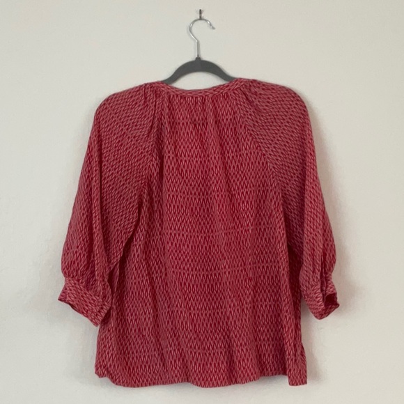 Joie red/white patterned 3/4 sleeve blouse - Picture 4 of 4